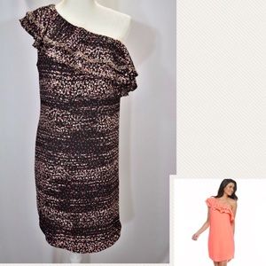 NWT One Shoulder Shift Dress with Ruffled Neckline
